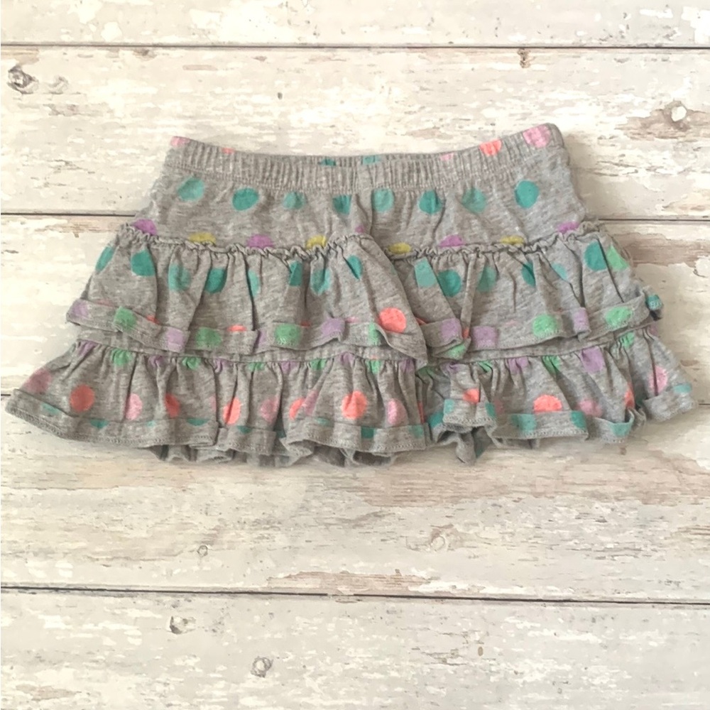 Girls XS 4/5 Polka Dot Skort Skirt Shorts Gray Rainbow Spots Circo 4T 5T